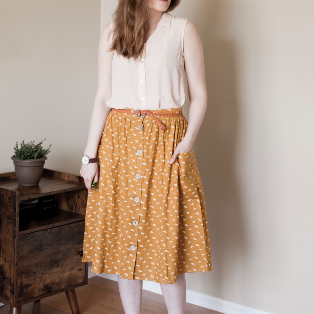 Roolee Mustard midi Skirt